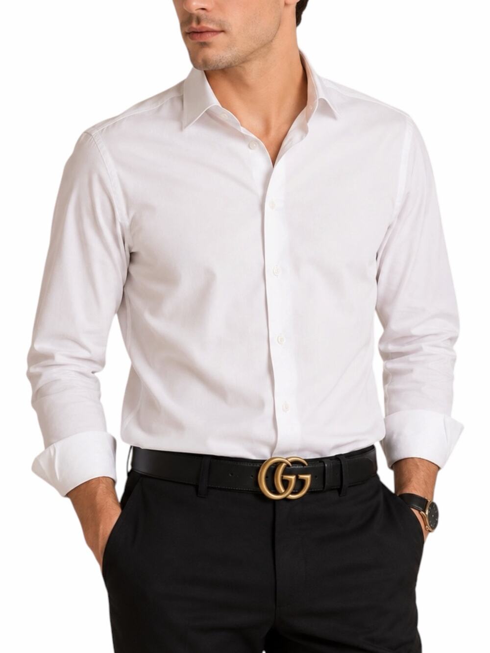 Gucci GG Marmont 2015 Re Edition Wide Belt Gold Buckle Black Men Size 80/32
